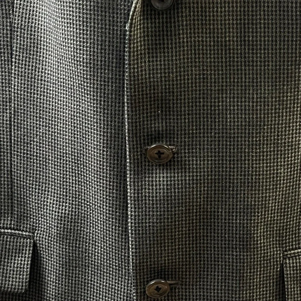 Oscar de la Renta‎ Blazer Mens 42R Grey Wool Micro Check 3 Button Sport Coat